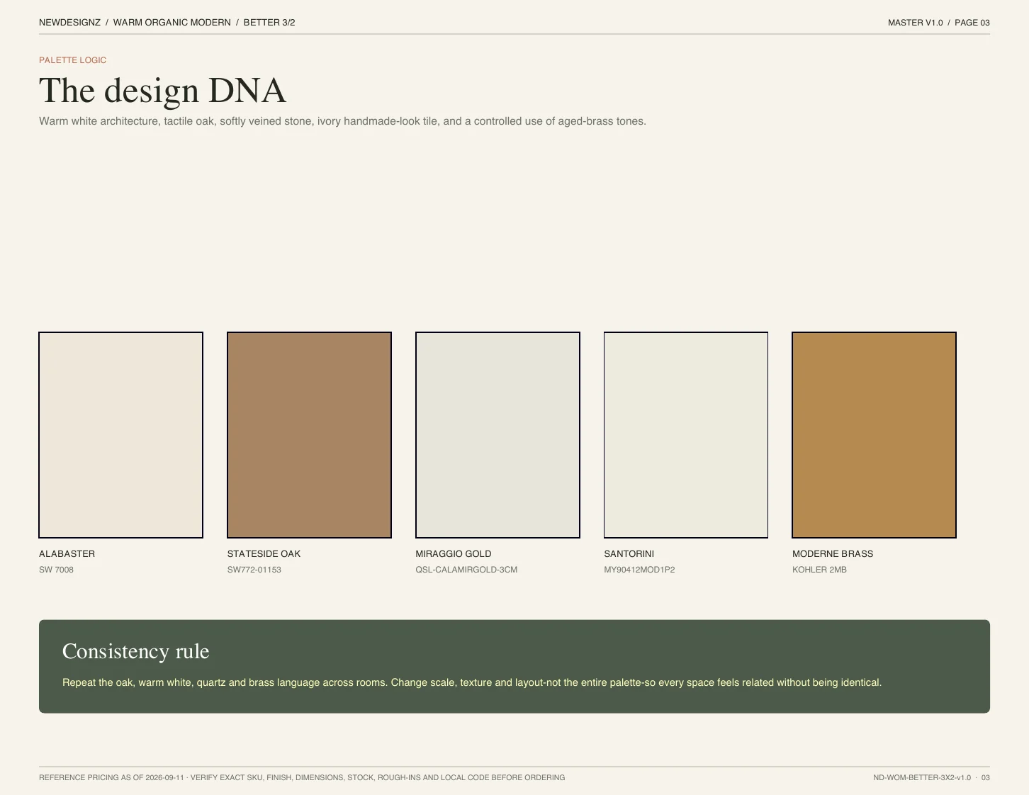 Warm Organic Modern preview page 03: Design DNA